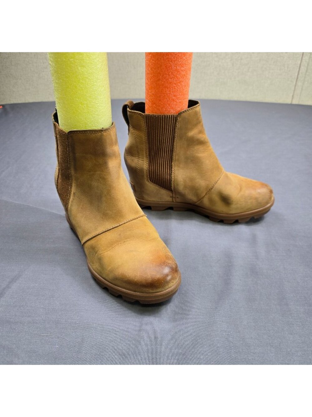 Sorel Joan of Arctic 7.5 Ankle Wedge Boots Brown Waterproof Leather Lug Sole